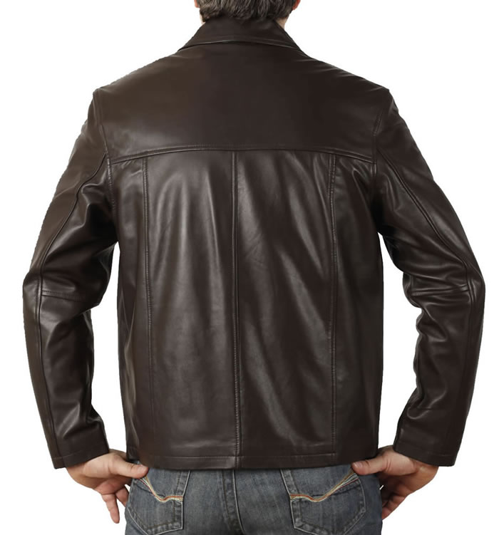 Size 6XL Mens Plain Style Brown Leather Jacket from Simons Leather
